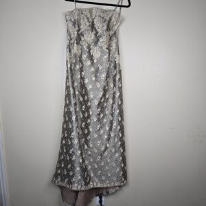 Helen Morley lace over lay dress handcrafted size 10 silk